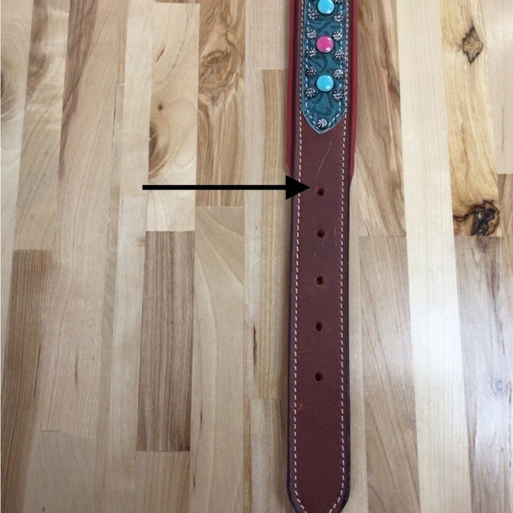 Mad Cow genuine leather jewelry dog collar handmade red pink turquoise studded - Picture 16 of 16